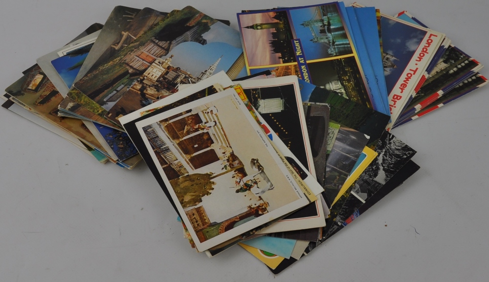 A collection of late 20th century card postcards.