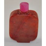 A Chinese snuff bottle, of red hardstone.