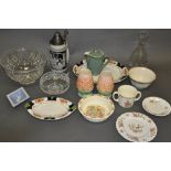 A small quantity of 20th century ceramics and glass, including a large cut glass bowl and Royal