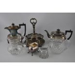 A silver-plated tea service by Walker & Hall, comprising teapot, coffee pot and milk jug; together