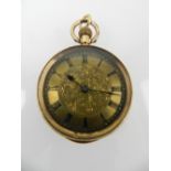 A 19th century Swiss 18ct gold pocket watch, having bright cut decorations to back.