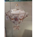 In the style of Augustus Rex, a Dresden hard paste porcelain twin-handled chasse pot and cover,