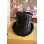 A R.A SIMS black felt top hat, marked to inside 197 Westminster Bridge Road.