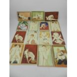 A collection erotic scenes painted on ivorine panels.