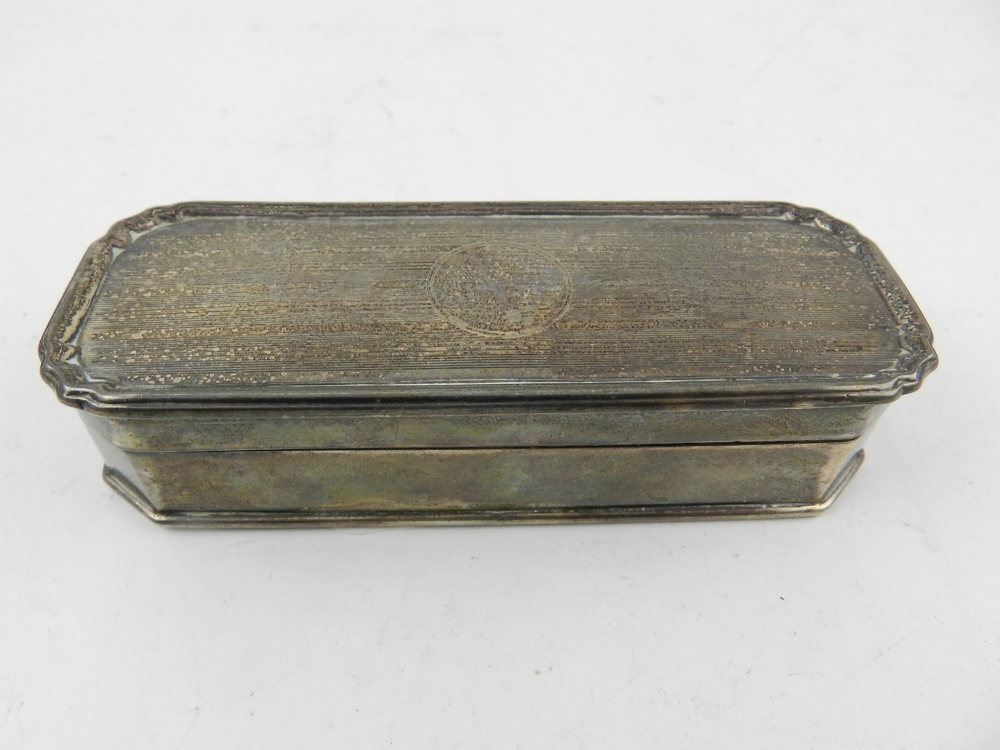 An early 20th century silver pin box, together with a silver page marker with punch terminal. - Image 2 of 2
