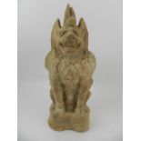 A possibly Tang dynasty, Chinese earthenware tomb guardian of Mingqi H.26cm