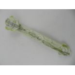 A 20th century carved white and variegated green hardstone rye scepter, with foliate relief carved
