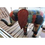 A polychrome painted metal elephant, H. 52cm.