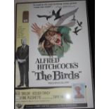 Hitchcock, The Birds, reproduction Universal film poster, framed, 100cm x 68cm.