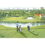 Tatiana Wilson, (Contemporary, Russian) 2012 Golfing Championship, acrylic on canvas, 21cm x 29cm,