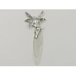 A white metal bookmark, surmounted with a fairy, 11g.