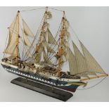 A model of the French three masted barque 'Belem', shown post 1914 refit to include twin screws, L.