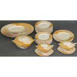 A Royal Ventor Ware part dinner service, originally for 12 place settings,