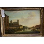 A 19th Century Dutch School canal scene, 1835, oil on panel,