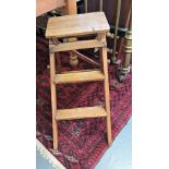 A vintage pine two tread small folding stepladder.