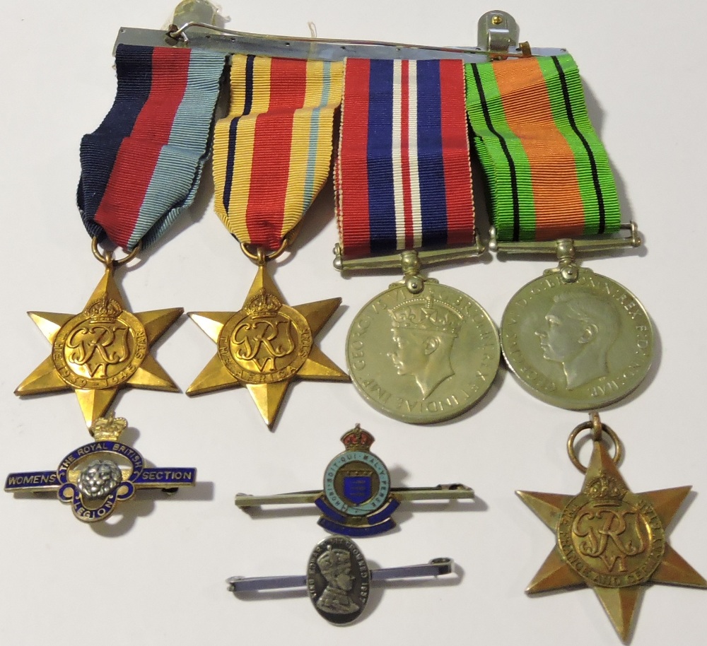 A Second War medal group comprising service medal, defence medal, Africa star 39 - 45 star,