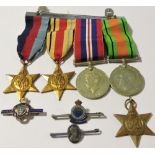 A Second War medal group comprising service medal, defence medal, Africa star 39 - 45 star,
