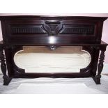 An Edwardian mahogany overmantle mirror, formerly a sideboard back,