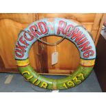 A decorative lifebuoy, with vintage style wording 'Oxford Rowing Club 1937', D. 70cm.