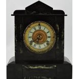 A late 19th century American black slate mantel clock, by Ansonia Clock Company,