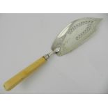 "WITHDRAWN" A silver fish knife having bone handle, hallmarked, London 1810.