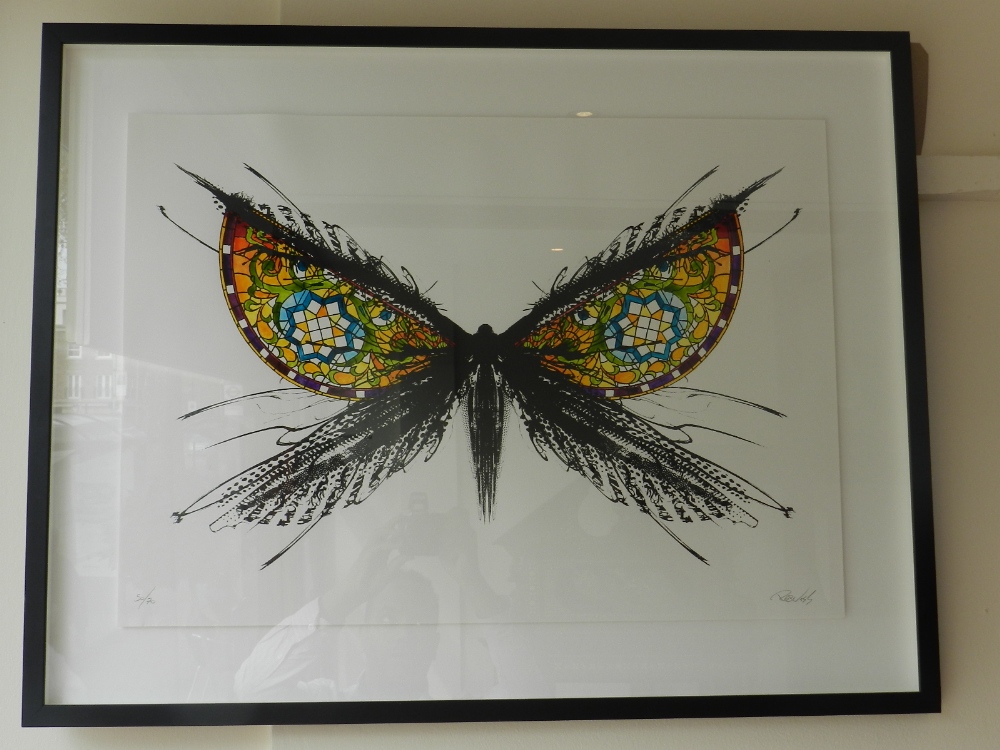 Rob Wass (Contemporary), 'Darkside Moth', screenprint, signed in pencil lower right,