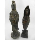Two Chinese bronze studies of Guanyin. H.