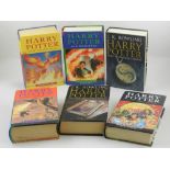 Six Harry Potter books, to include first editions; two copies of 'The Half Blood Prince', two copies