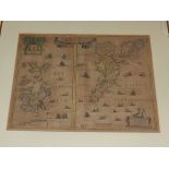 An 18th century map of the Shetland Islands, coloured later. H.37cm W.