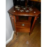 A mid 20th century bone inlaid mahogany two tier occasional table.