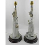 Two Lladro porcelain figurines, depicting two girls by a tree. H.