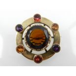 A Victorian 15 carat yellow gold and citrine brooch,