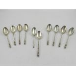 A set of ten Continental silver teaspoons.