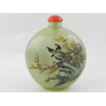 A Chinese intaglio painted Goliath scent bottle. H.15cm