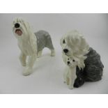 Two Royal Doulton figural studies of Old English sheepdogs.