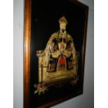 Two Chinese wooden wall plaques, lacquered with full length portraits of a gentleman and lady.H.