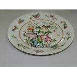 A famille rose plate, decorated with birds and flowers, D. 23cm.