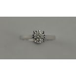 An 18ct white gold diamond solitaire ring, 0.45ct total.