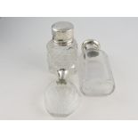 A glass and silver mounted smelling salt bottle,