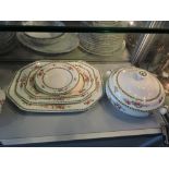 A Copeland Spode dinner service for six place settings, including three tureens, serving platters,