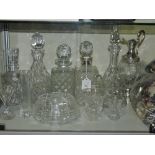 A modern silver mounted glass spirit decanter and stopper,