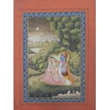 Late 19th / early 20th century Indian school, a romantic figural study, watercolour. H: 11.