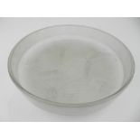 An R. Lalique cover for a powder bowl, having raised decoration of dragonflies, signed 'R. Lalique'.