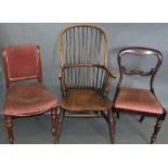 A late 19th century Thames Valley chair, of traditional form, with stick back and contour seat,