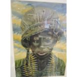 Keith Bennett (20th Century, British) African Boy Soldier, mixed media, signed lower right,