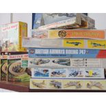 A large quantity of aircraft model kits, part kits and vacant boxes including airfix,