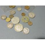 A small collection of GB and world coinage - George IV to 1930s including crowns, shillings, florin,