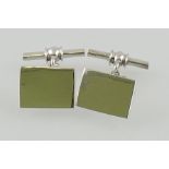 A pair of rectangular silver chain and bar cufflinks.