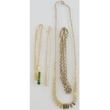 A yellow metal fringe necklace, stamped 9ct,