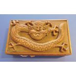 A Chinese carved hardwood box containing a small quantity of assorted jewellery,